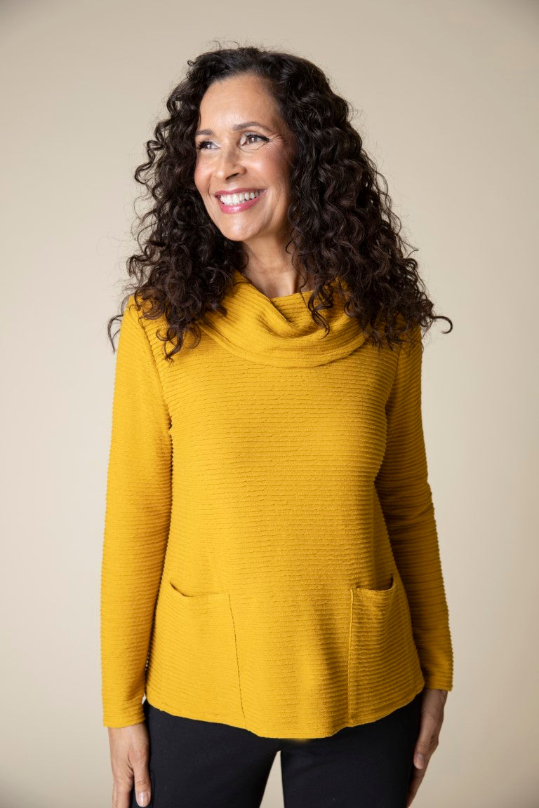 Honey Cowl Neck Pocket Top