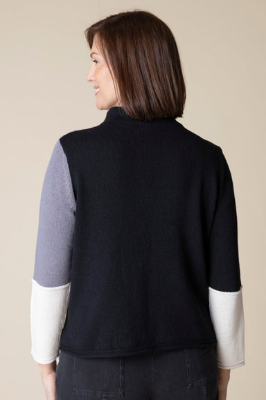 Black & White Colorblock Mock Neck