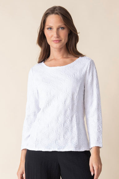 White Sunburst Knit Boatneck Tee