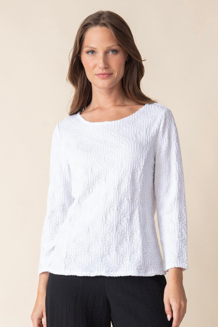 White Sunburst Knit Boatneck Tee