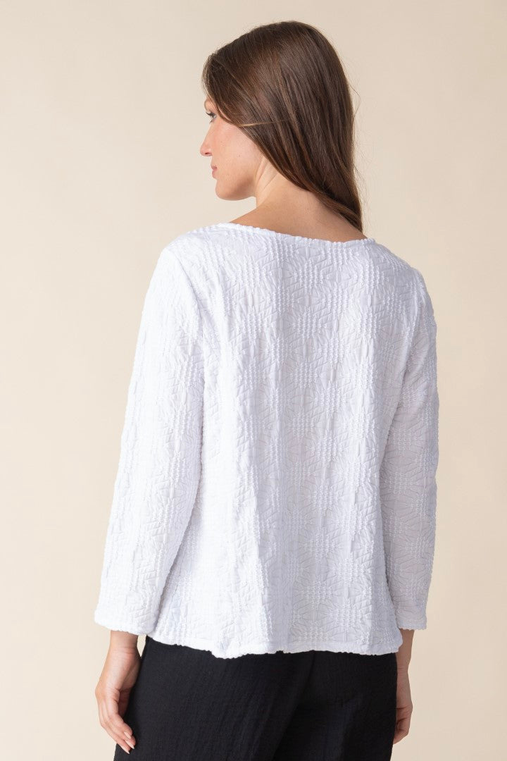 White Sunburst Knit Boatneck Tee