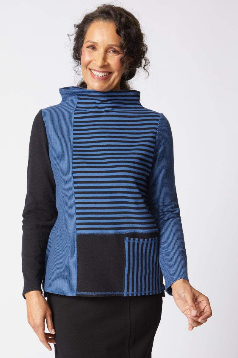 Blue Stripes Color Blocked Pullover