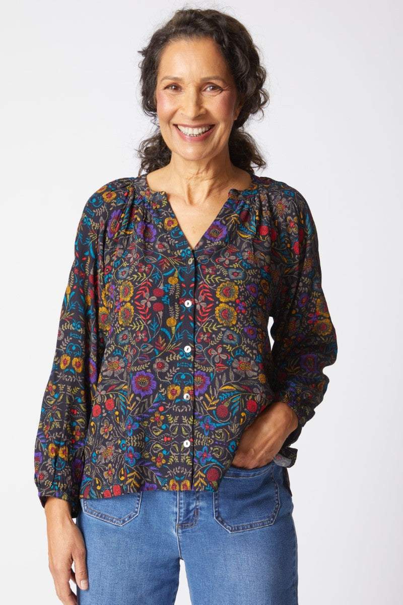 Dark Floral Print Romance Shirt