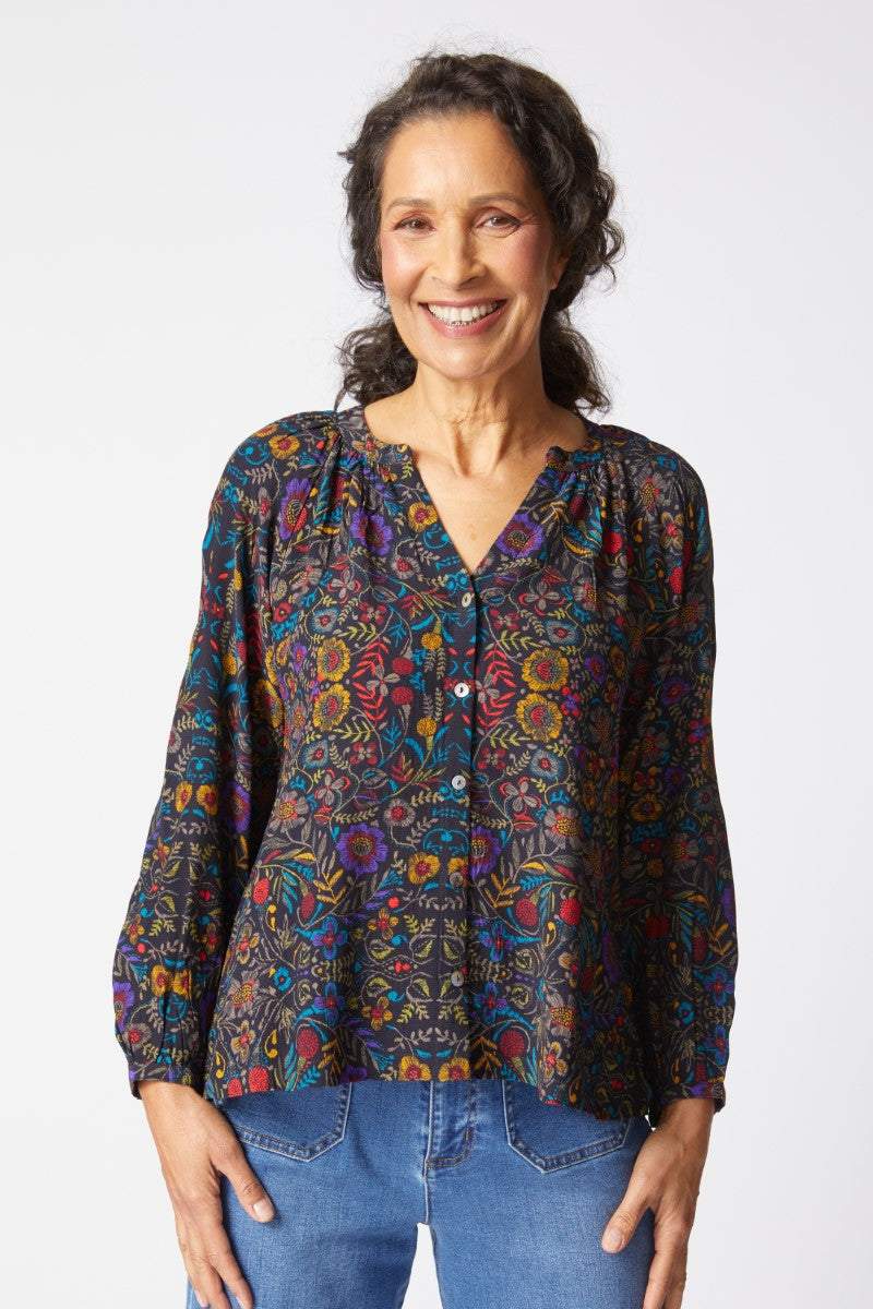 Dark Floral Print Romance Shirt