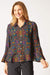Dark Floral Print Flounce Shirt