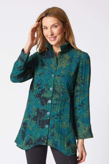Green Floral Print Artist Shirt