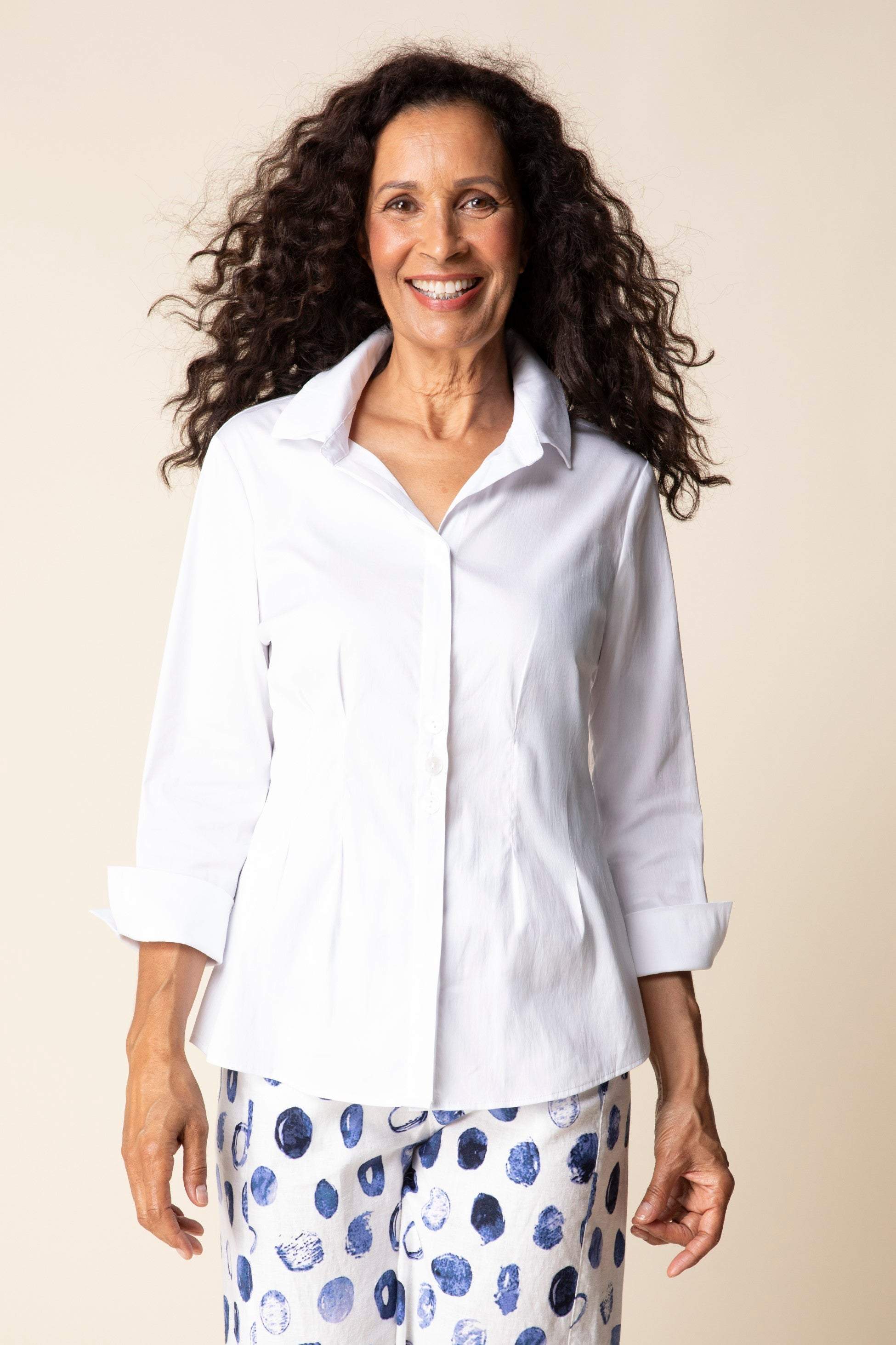 White Seamed Travel Shirt
