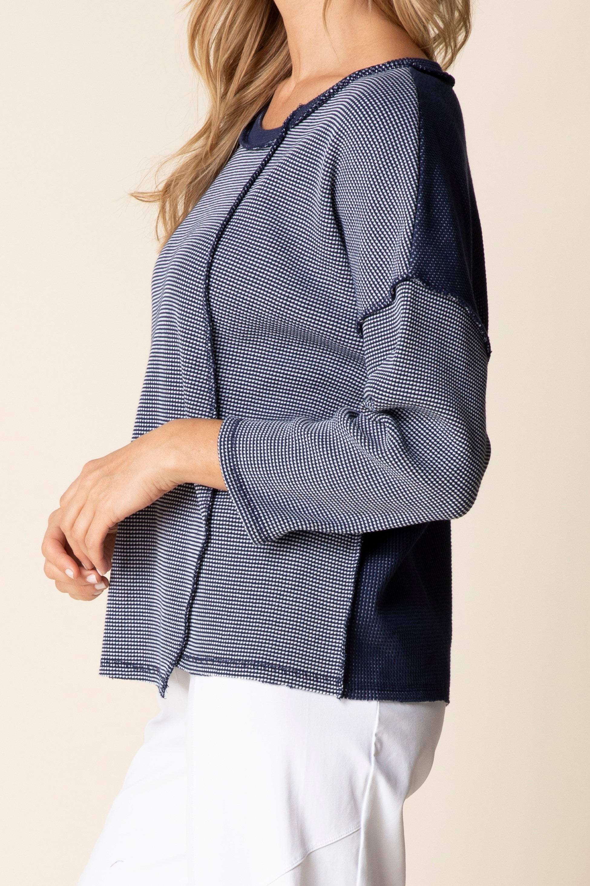 Navy Inside Out Striped Tee