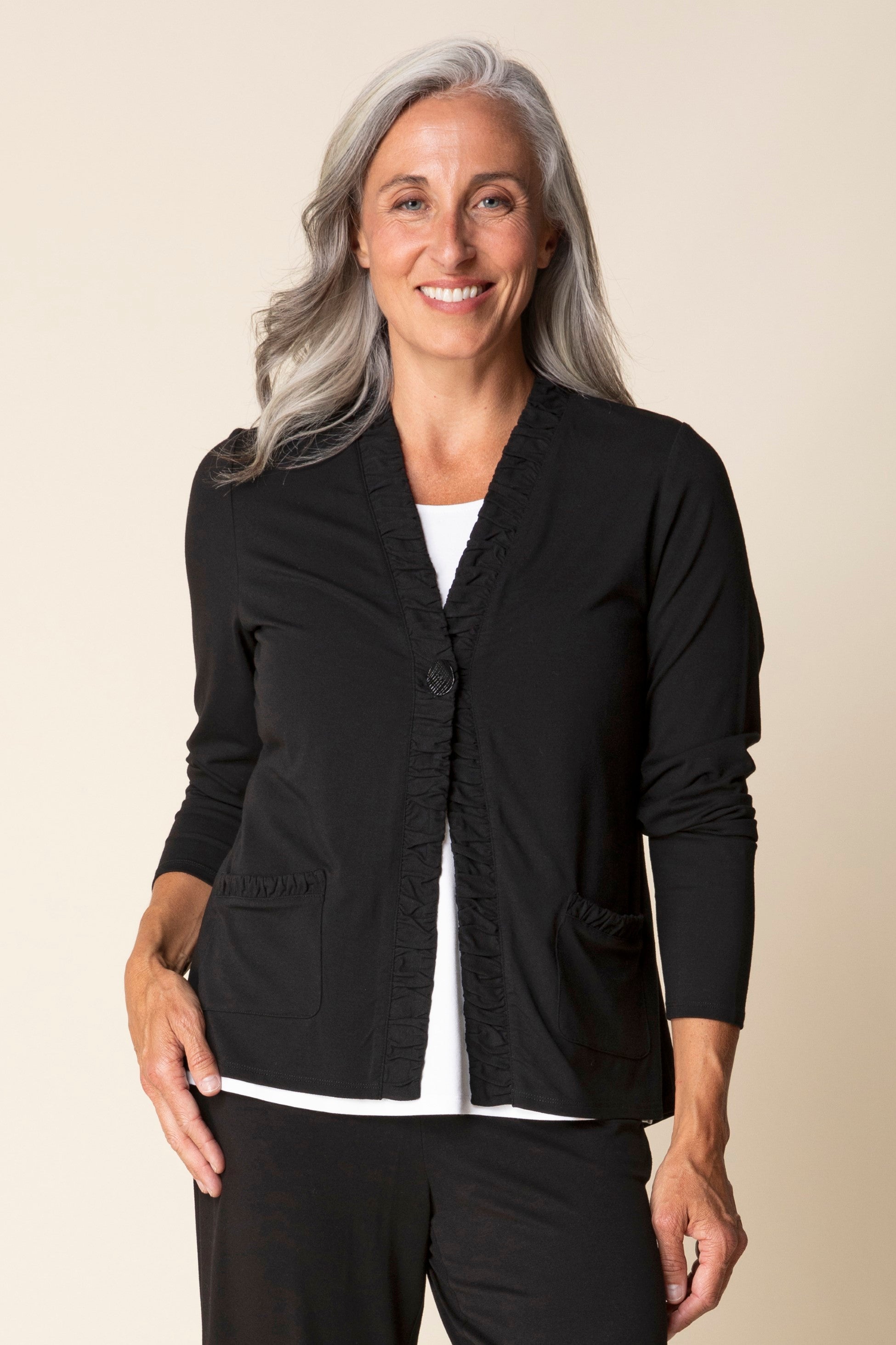 Black Ruched Front Jacket
