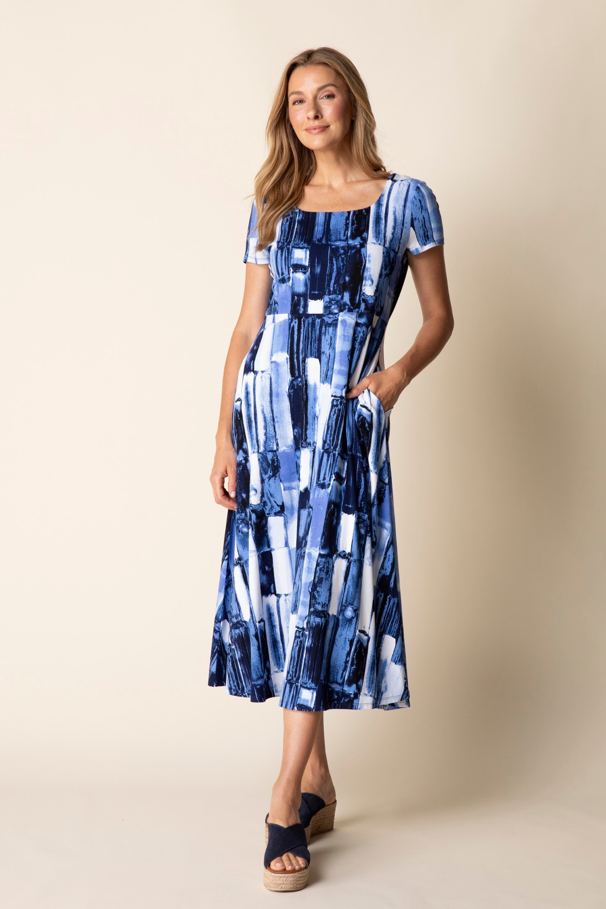 Midnight Brush Stroke Swing Dress