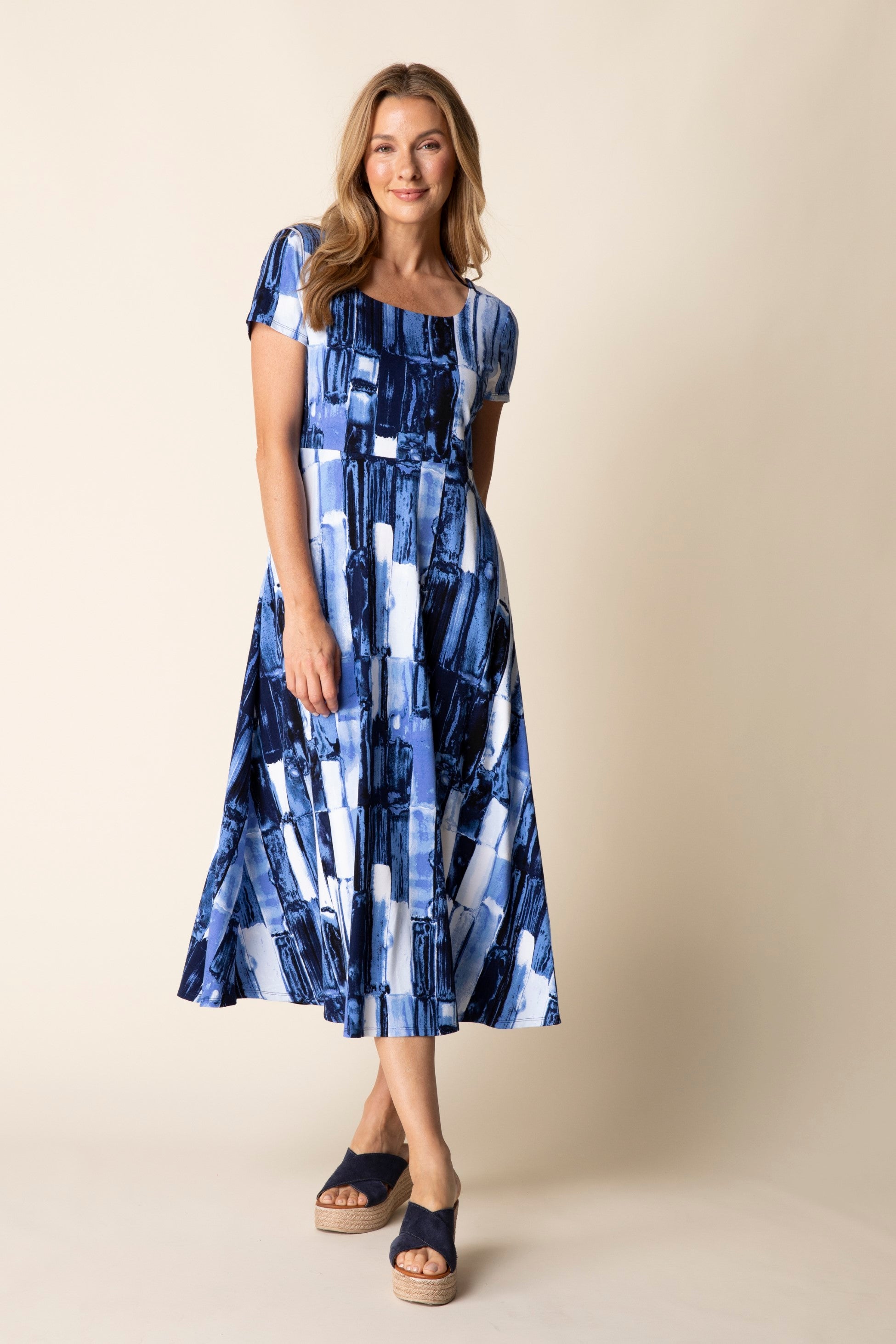 Midnight Brush Stroke Swing Dress