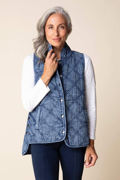 Indigo Quilted Cotton Vest