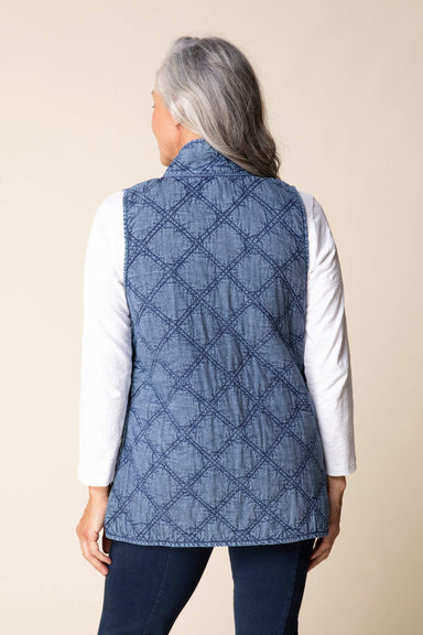 Indigo Quilted Cotton Vest