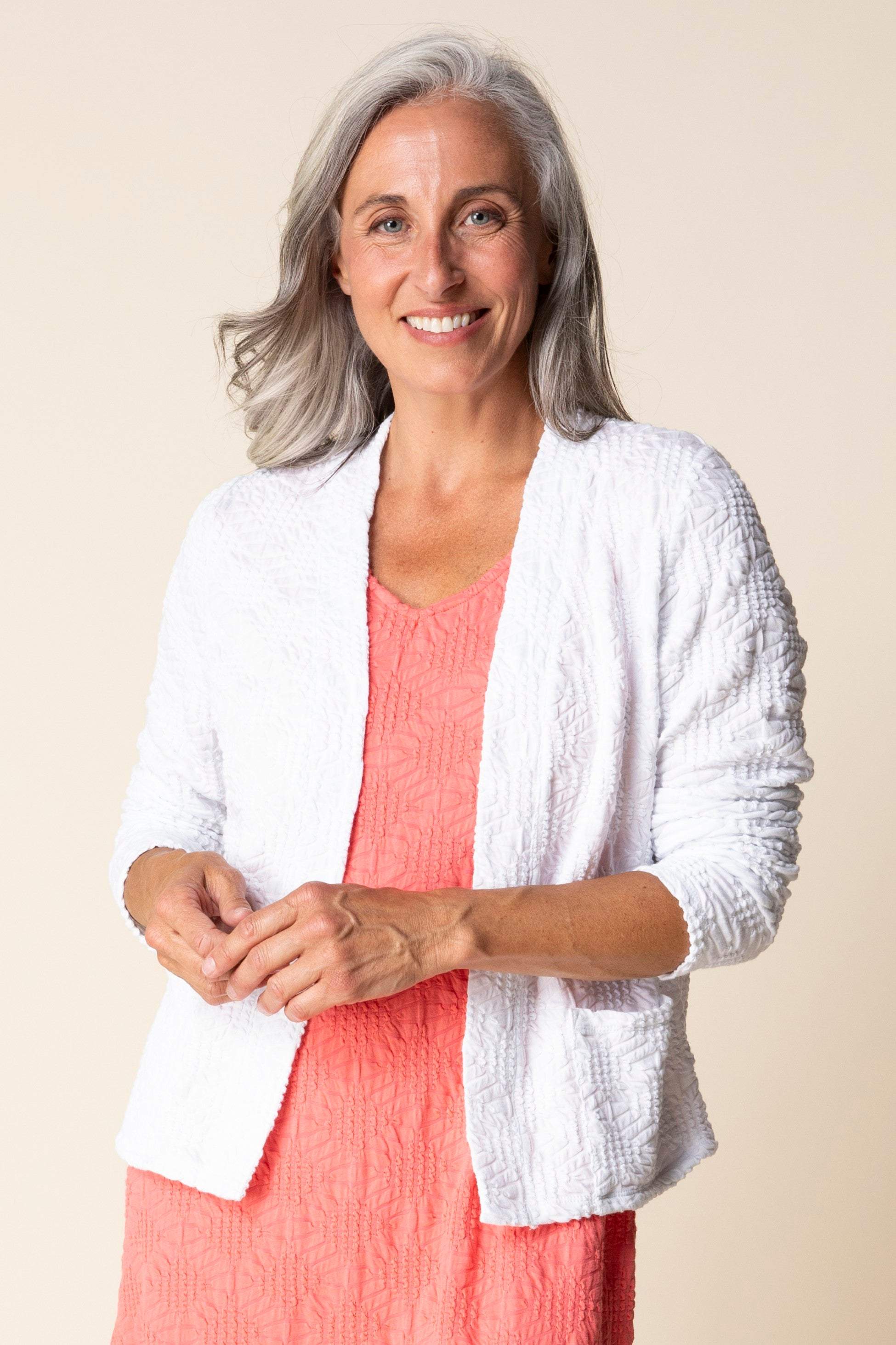 White Sunburst Knit Cardi