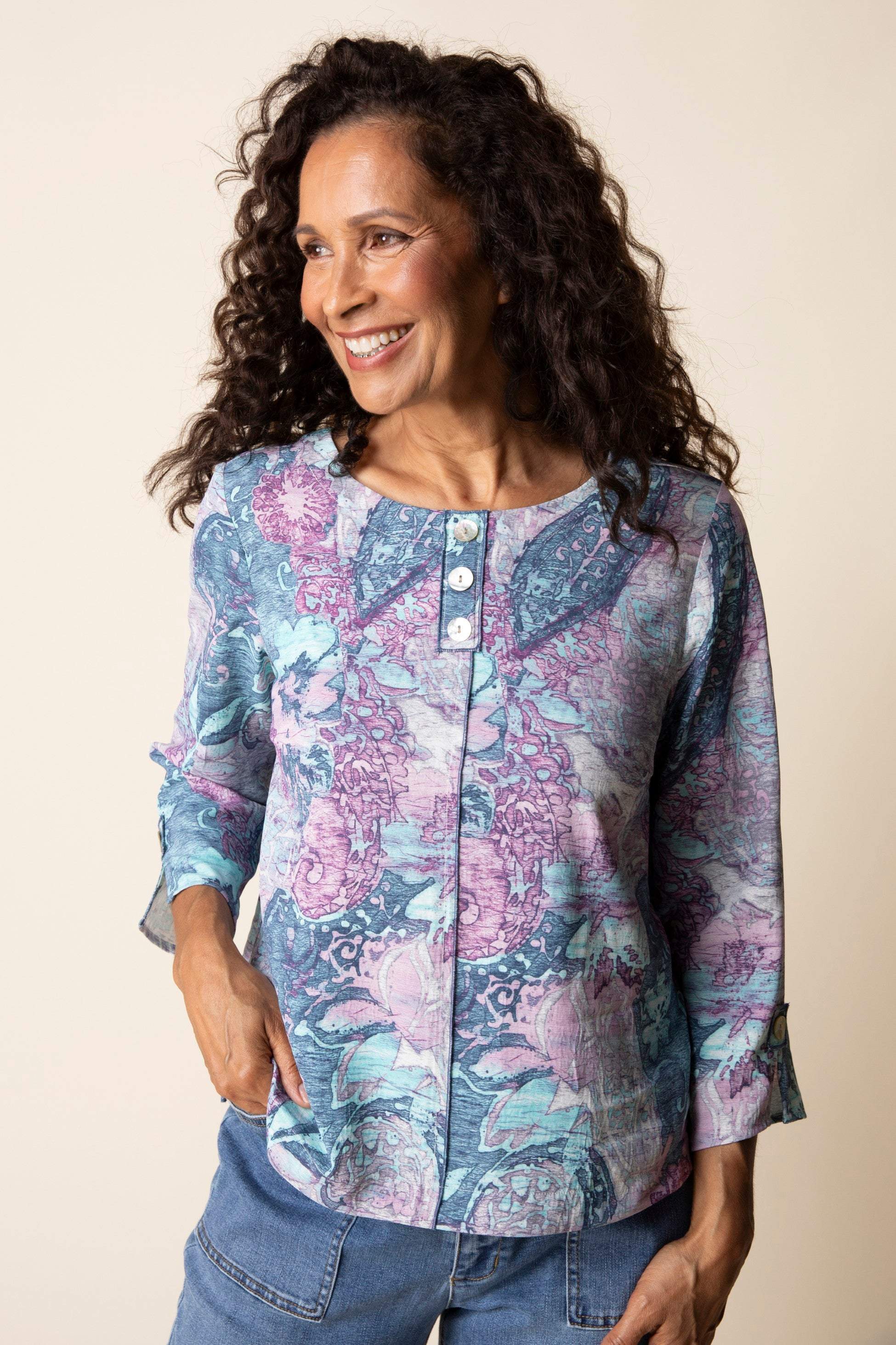 Topaz Medley Pleat Back Pullover