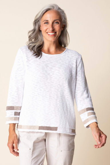 White Boardwalk Mosaic Pullover Sweater