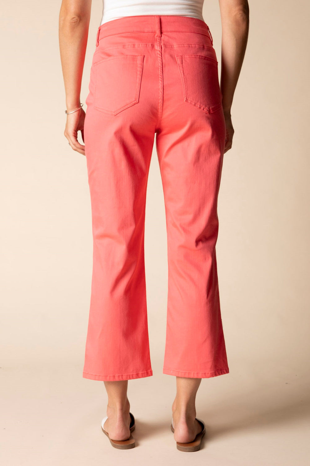 Coral Stretch Denim Seamed Crop Flare