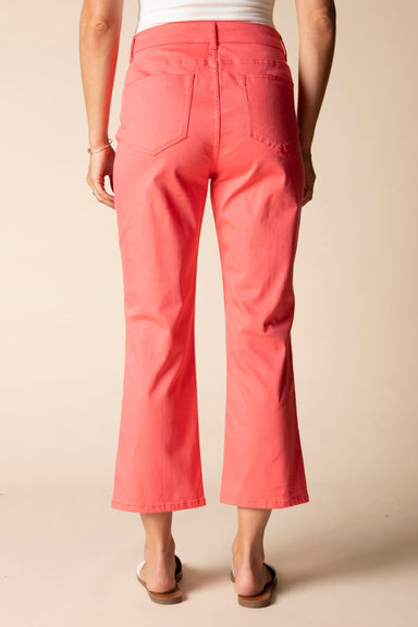 Coral Stretch Denim Seamed Crop Flare