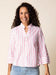 Coral Stripe Half Placket Pullover