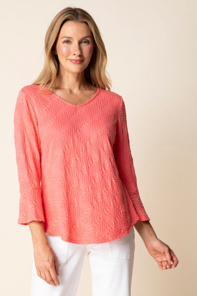 Coral Sunburst Knit Swing Top