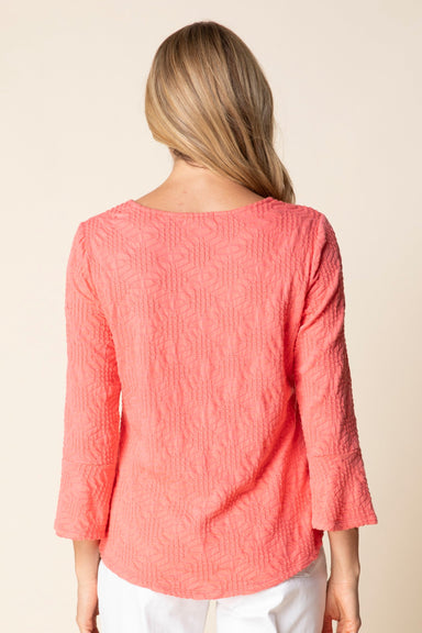 Coral Sunburst Knit Swing Top