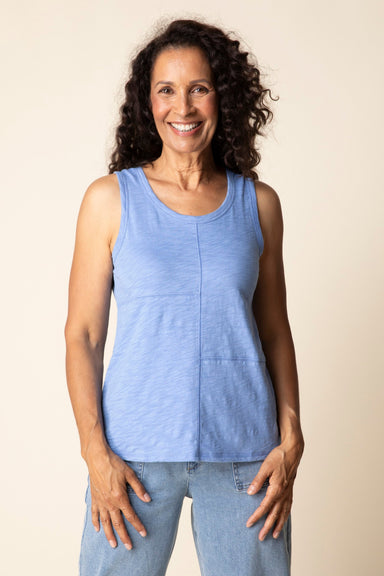 Sky Blue Cotton Pieced Tank