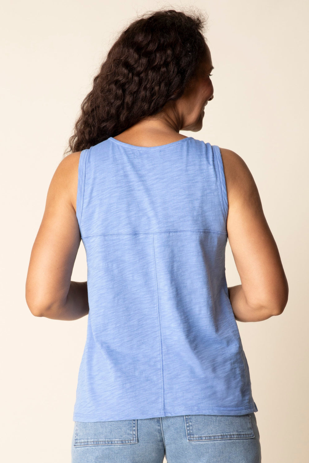 Sky Blue Cotton Pieced Tank