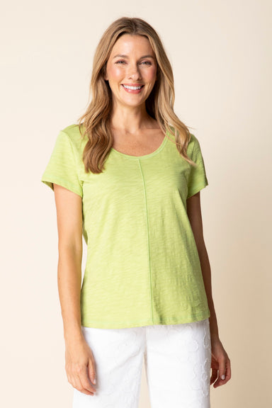 Leaf Green Cotton Coverstitch Tee