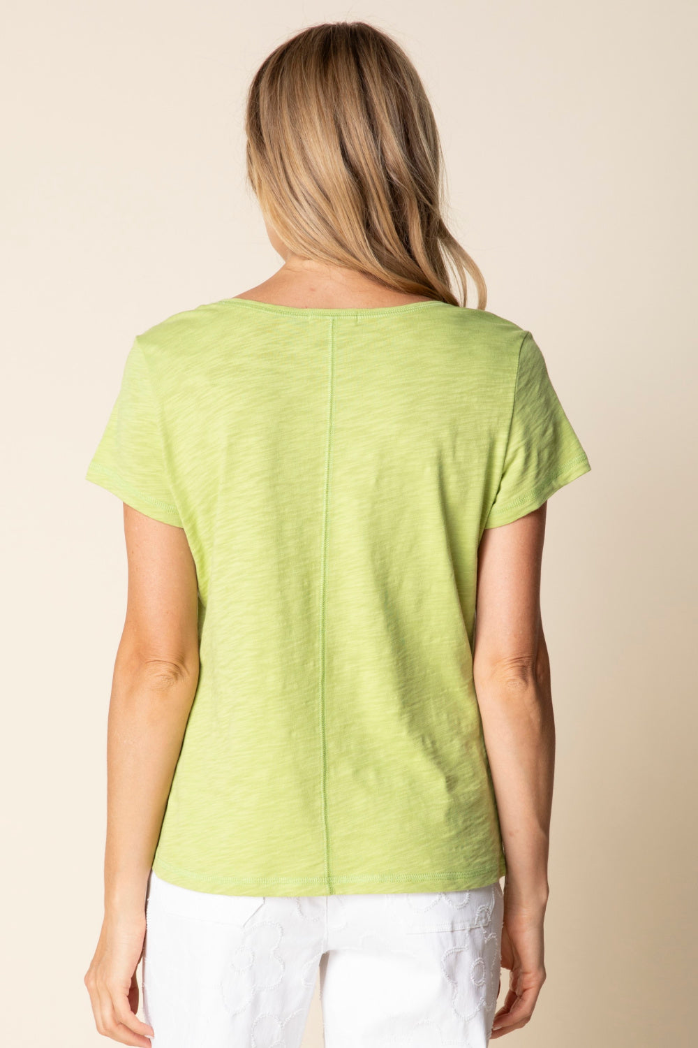 Leaf Green Cotton Coverstitch Tee