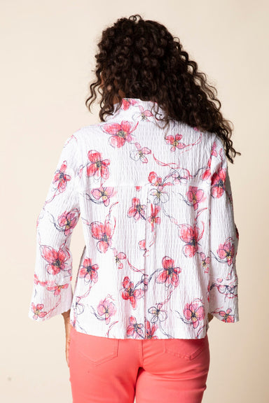 Coral Crinkle Wildflowers Swing Jacket