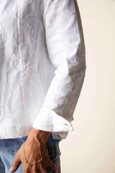White Etched Flower Pleat Back Jacket