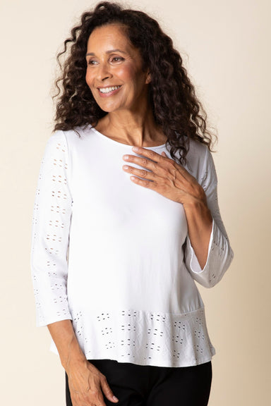White Eyelet Blooms Top