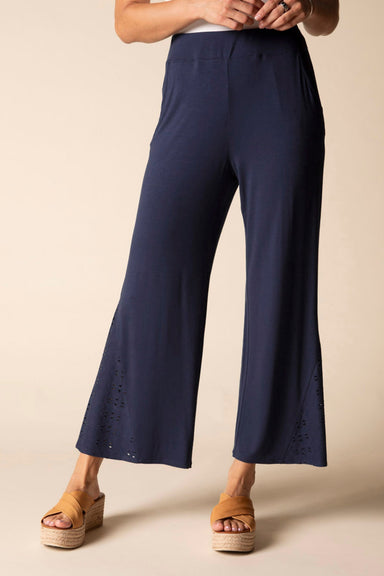 Midnight Navy Eyelet Blooms Pant