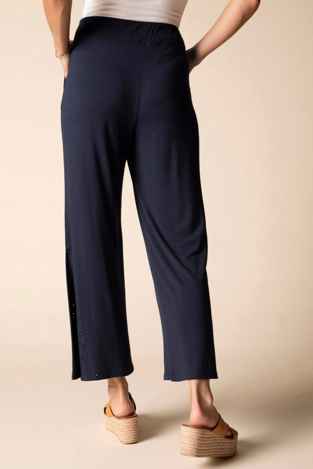 Midnight Navy Eyelet Blooms Pant