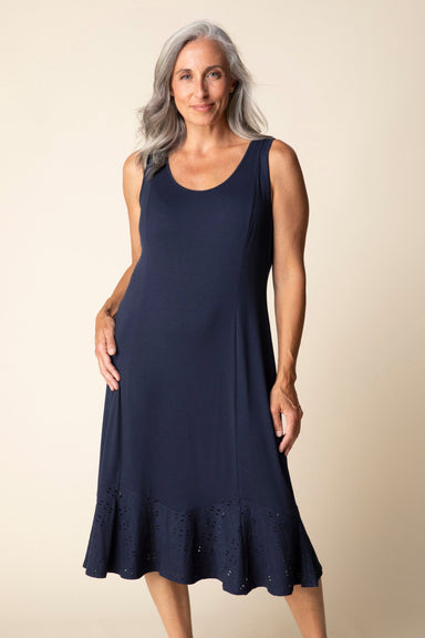 Midnight Navy Eyelet Blooms Dress