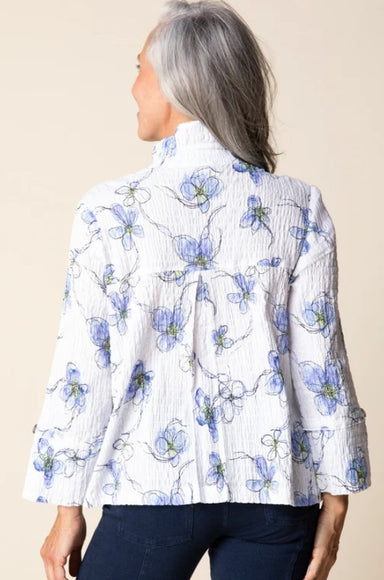 Indigo Crinkle Wildflowers Swing Jacket