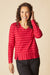 Habitat Shadow Stripe Tee — Wineberry | Hip Length V-Neck