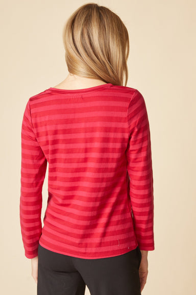Habitat Shadow Stripe Tee — Wineberry | Scoop Neck | Longer Length
