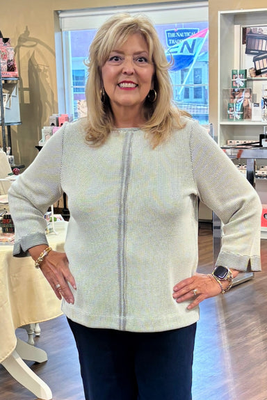 Habitat Grid Texture Center Seam Top — Winter White