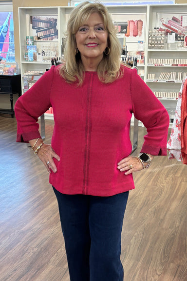 Habitat Grid Texture Center Seam Top — Fuchsia
