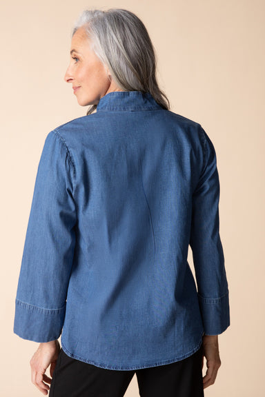 Habitat Stretch Henley Top — Medium Denim