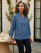 Habitat Stretch Henley Top — Medium Denim