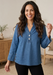 Habitat Stretch Henley Top — Medium Denim