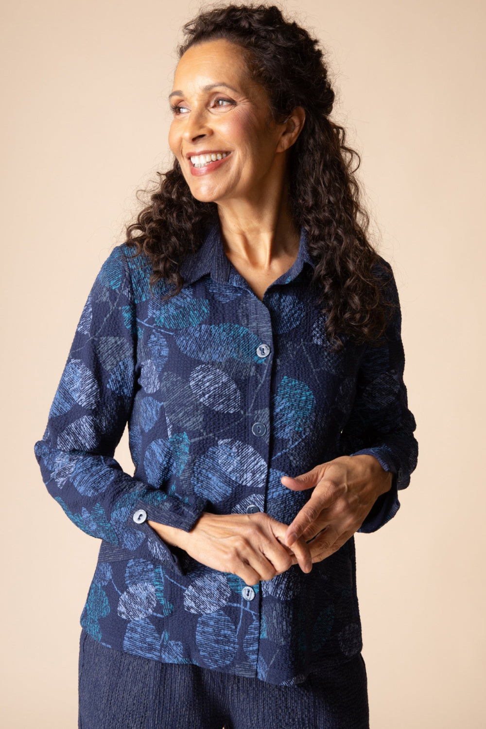 Habitat Crinkle Crepe Scattered Leaves Shirt Jacket