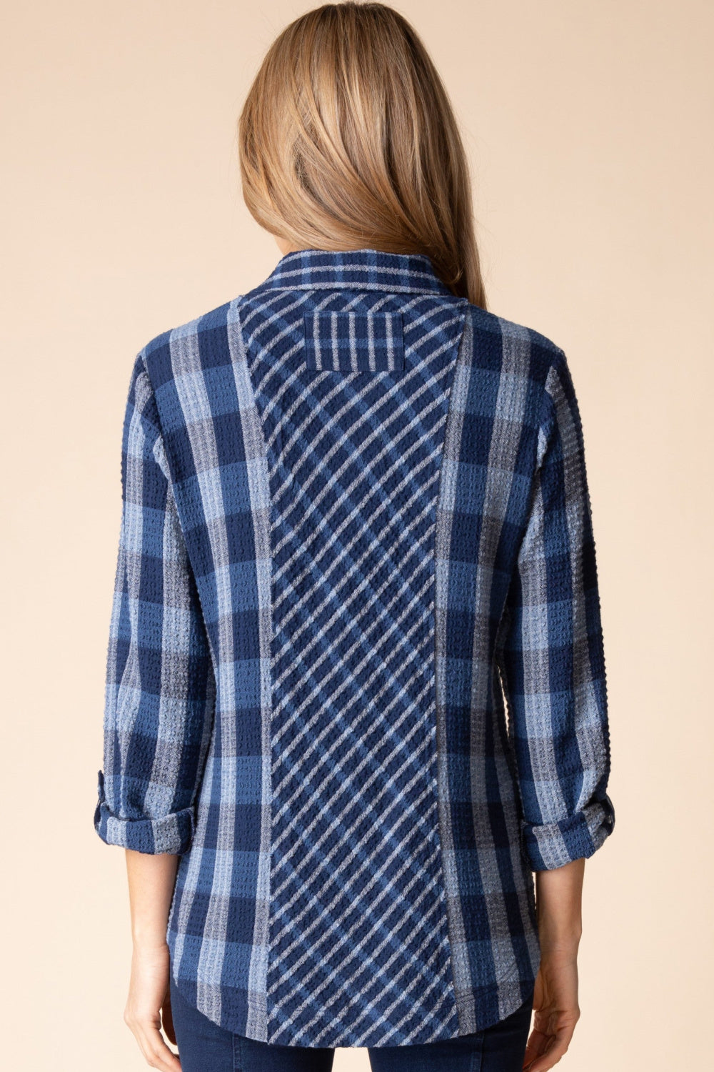 Habitat Plaid Boyfriend Shirt — Navy