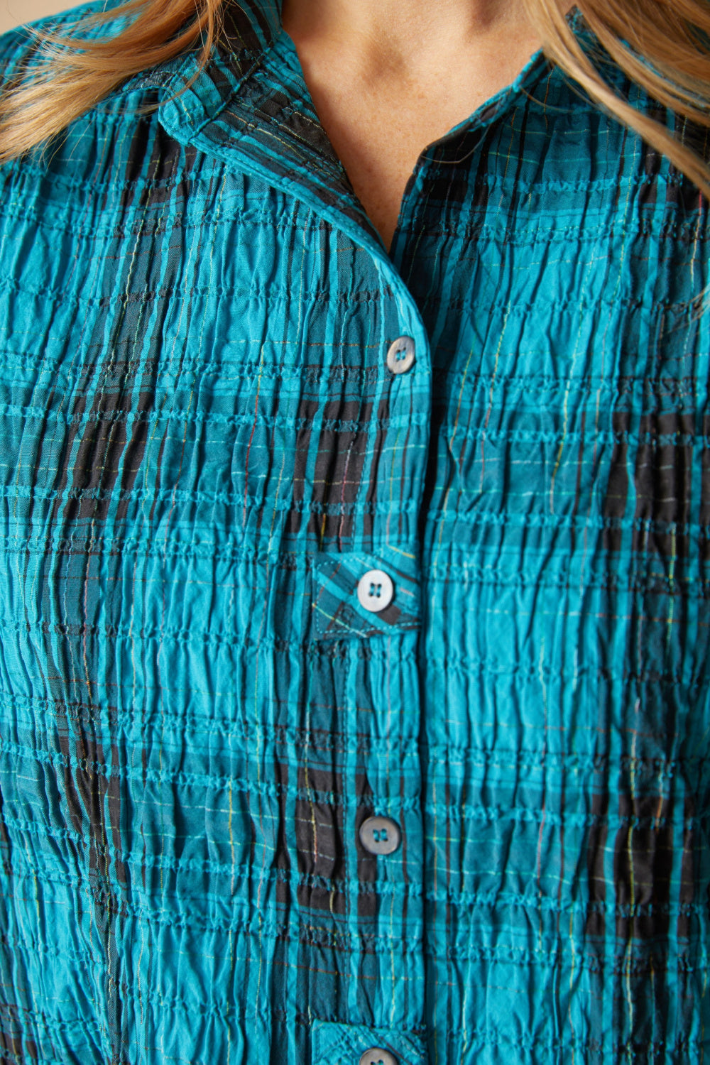 Habitat Crinkle Tunic Shirt — Pacific Teal