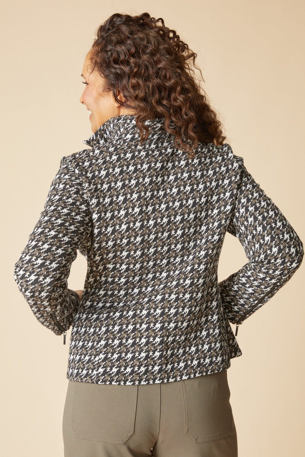 Habitat Houndstooth Knit Jacket — Black & Umber