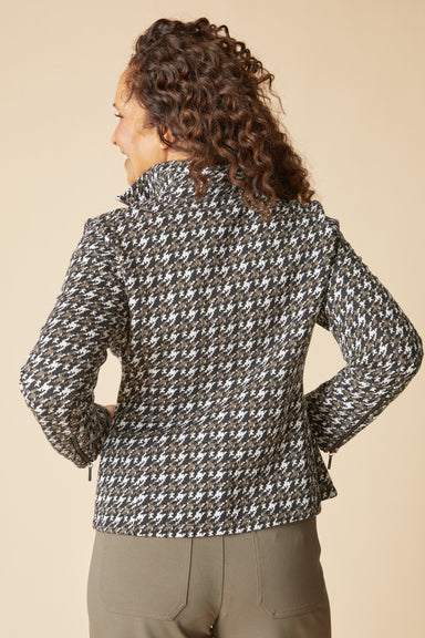 Habitat Houndstooth Knit Jacket — Black & Umber