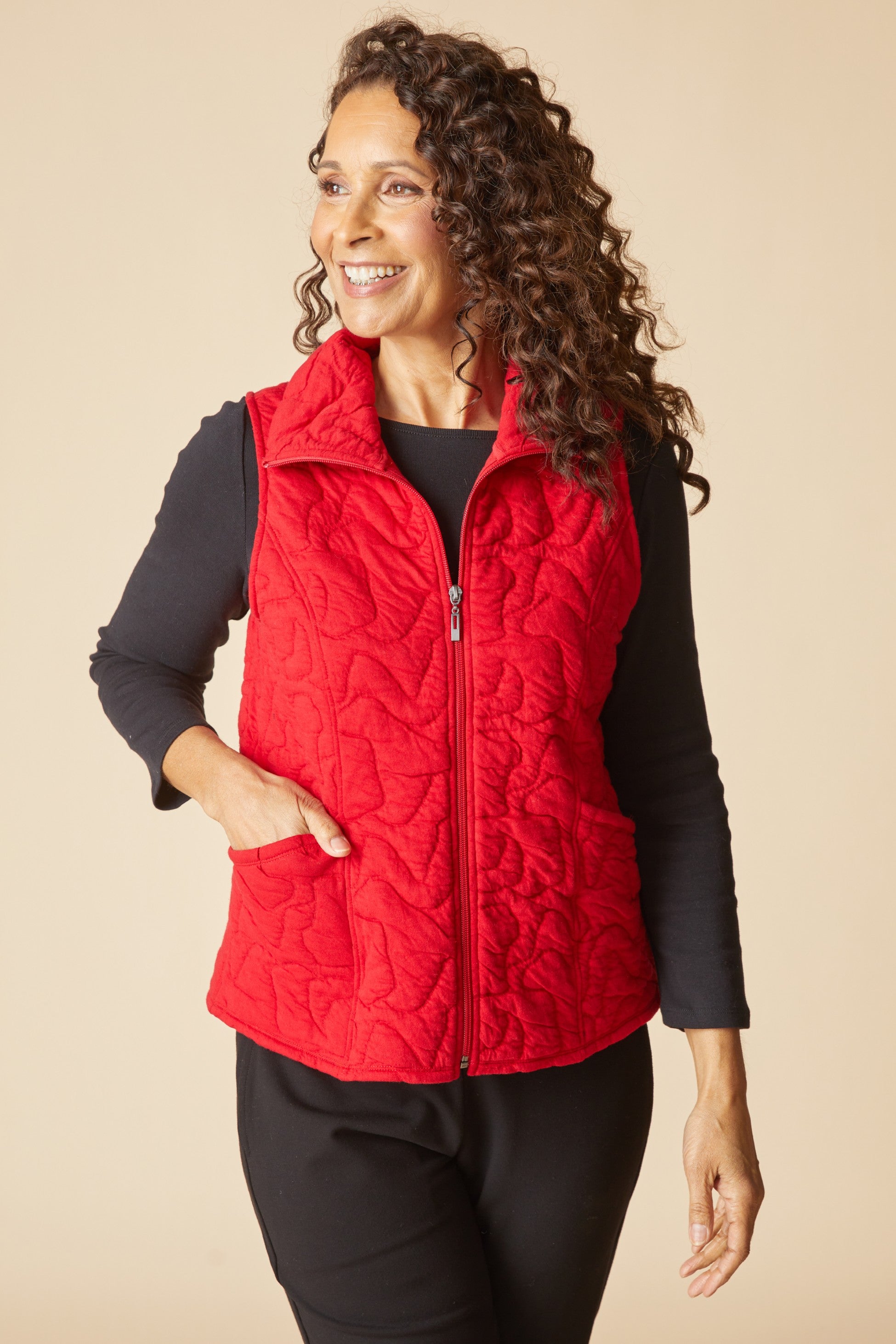 Habitat Quilted Zip-Up Vest — Red