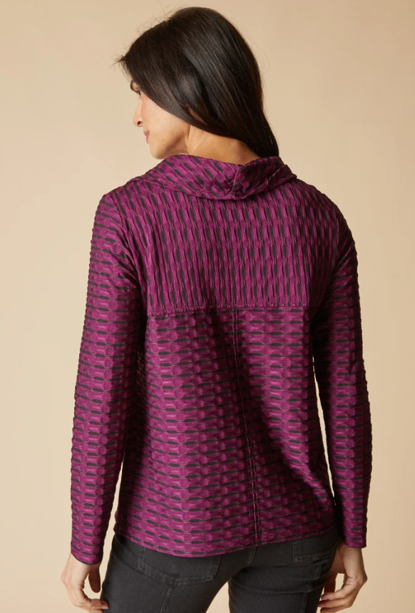Habitat Puckered Texture Cowl Neck Top — Plum
